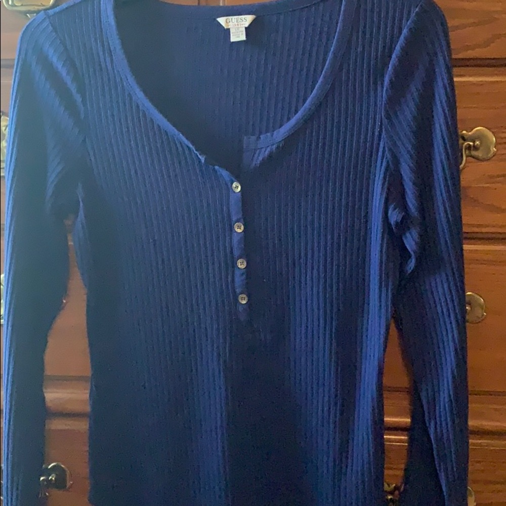 Long sleeve soft dark blue shirt